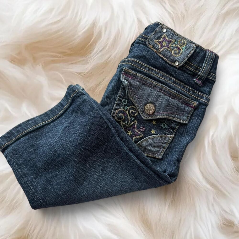 Y2K Kids embroidered low rise bootcut capri jeans | Lolita 90s Style| Size 6